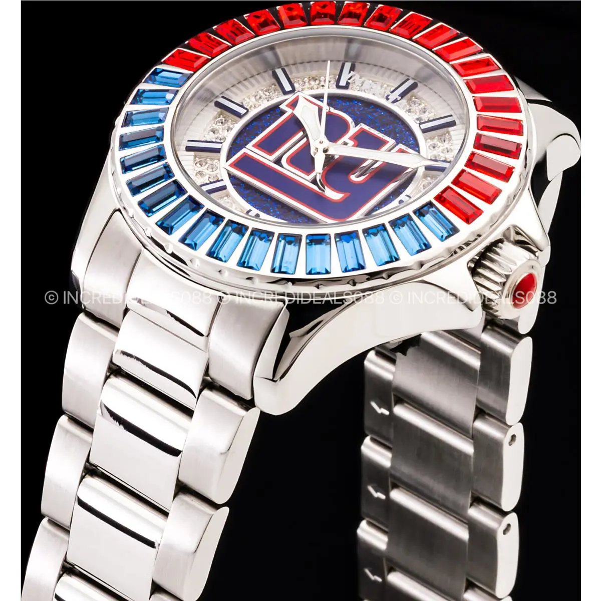 Nfl Women’s Watch NY Giants Angel 38mm Silver Red Blue Bezel Dial by Invicta