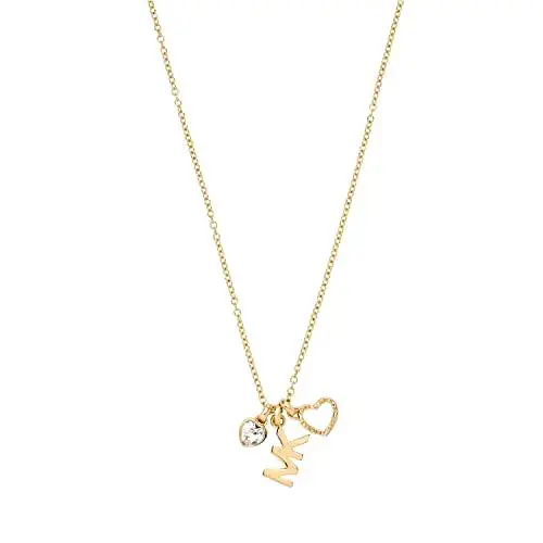 Michael Kors Gold MK Logo Heart Crystal Heart Necklace MKJ7798710 + MK Box