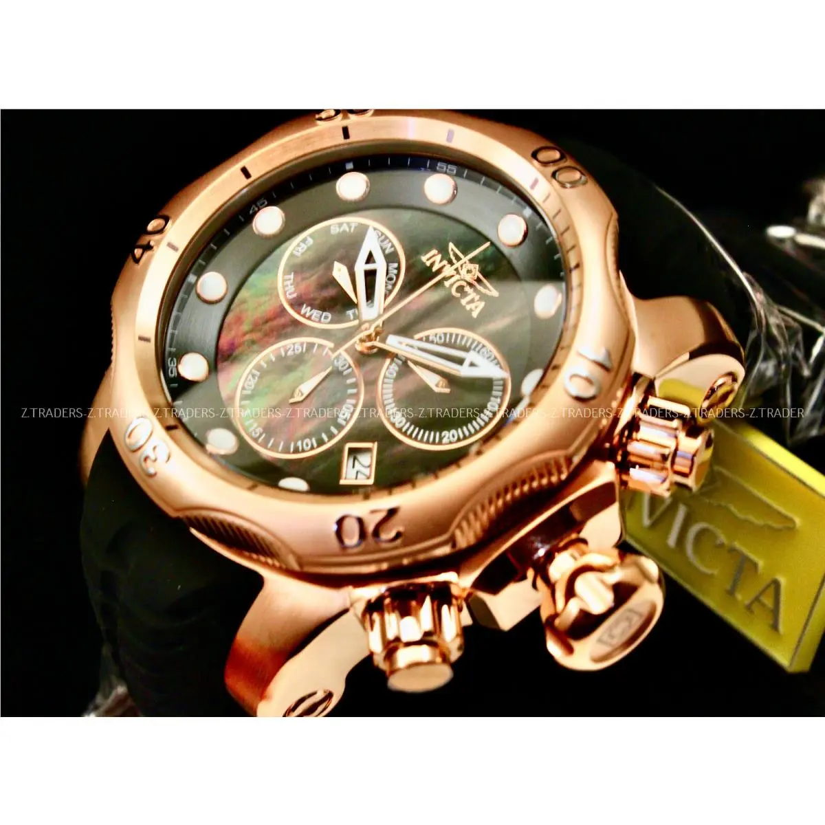Invicta Men 52MM Sea Dragon Venom Black Mother OF Pearl Dial Chrono SS Watch