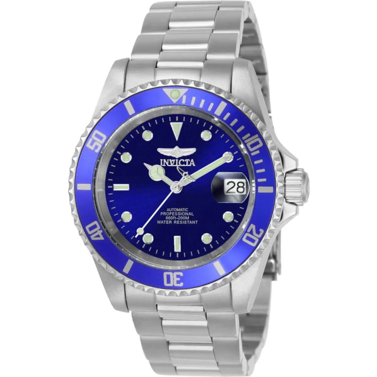 Invicta Men`s Watch Pro Diver Quartz Blue Dial Stainless Steel Bracelet 9094OB