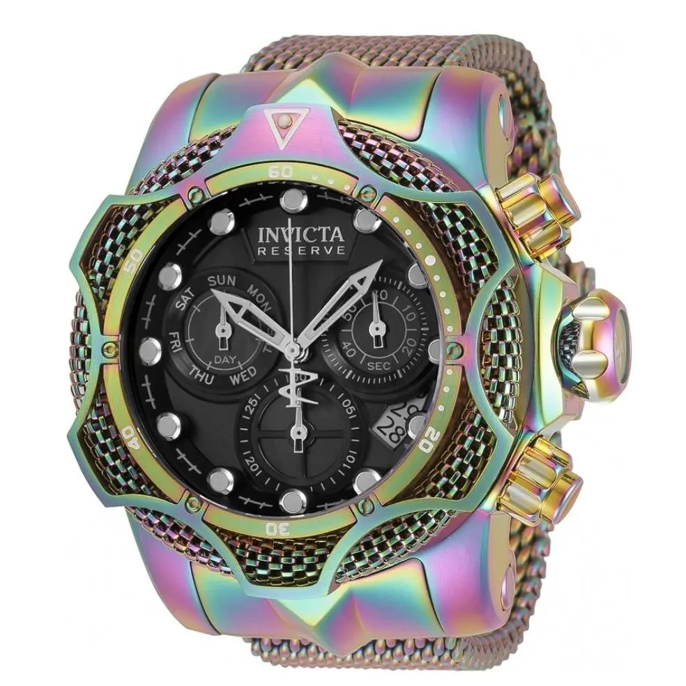 Invicta Reserve Venom Rainbow Iridescent Mens 52mm Mesh Swiss Chrono Watch 35052