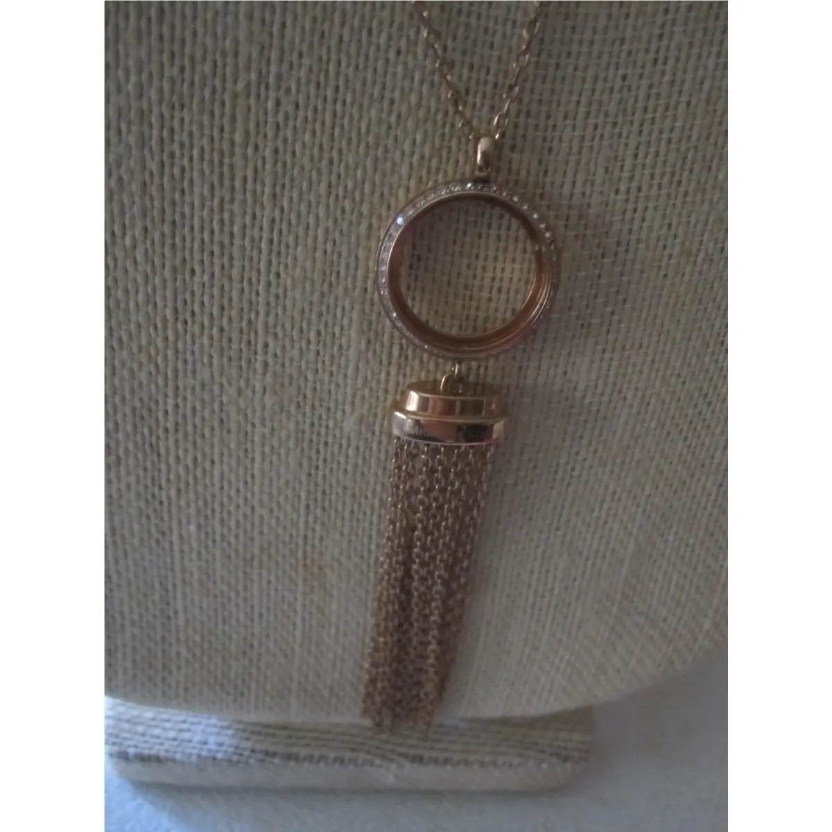 Michael Kors Rose Gold Tone Easy Opulance Necklace/pave Stones/ Fringe