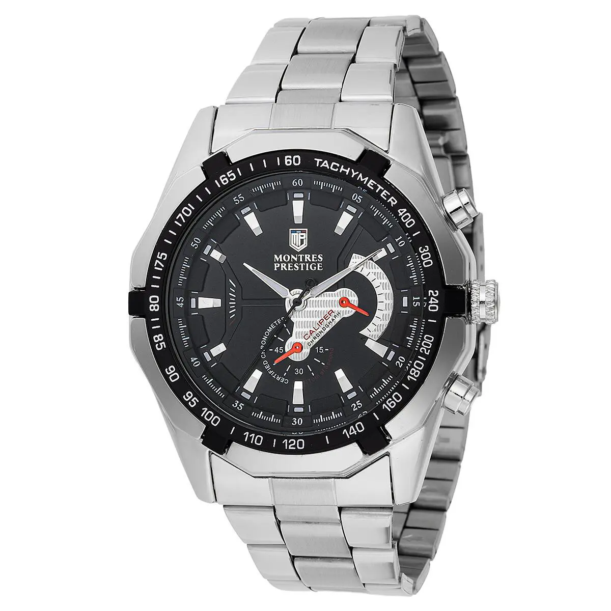 Invicta X Montres Prestige Men`s Watch Silver/black 46mm MPW-0098 - Dial: Black, Band: Black, Bezel: Black