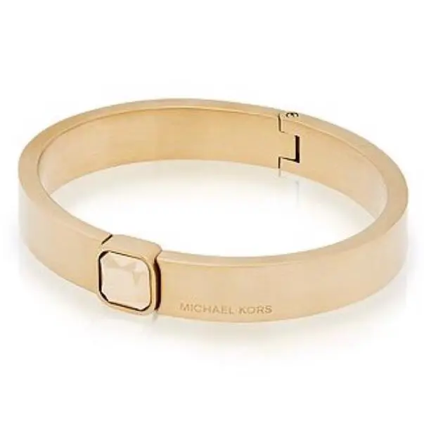 Michael Kors Bangle Urban Rush CZ Bracelet Gold Tone Hinged Bangle