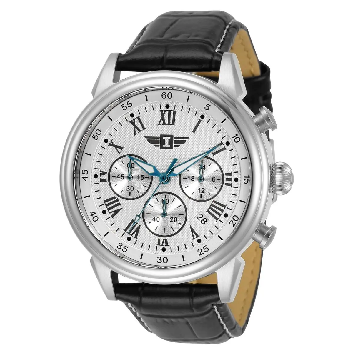 Invicta Men`s 90242-002 Chronograph Silver Dial Black Leather Watch