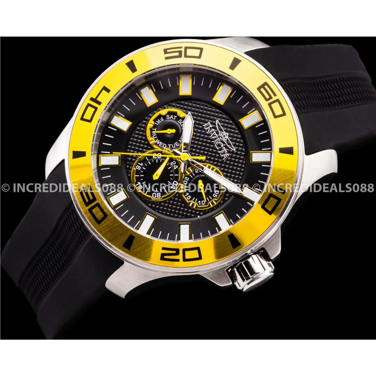 Invicta Pro Diver Master of Ocean Yellow Silver Black Dial Mens Fashion Watch