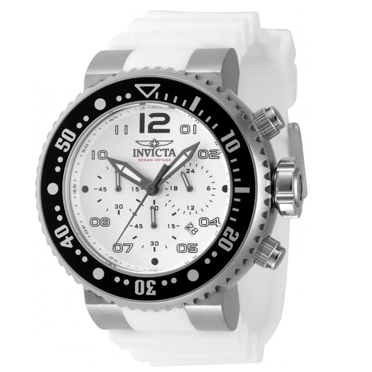 Invicta Pro Diver Crew Mens Watch 52mm 47193 White - Dial: White, Band: White, Bezel: Black, Gray, Silver