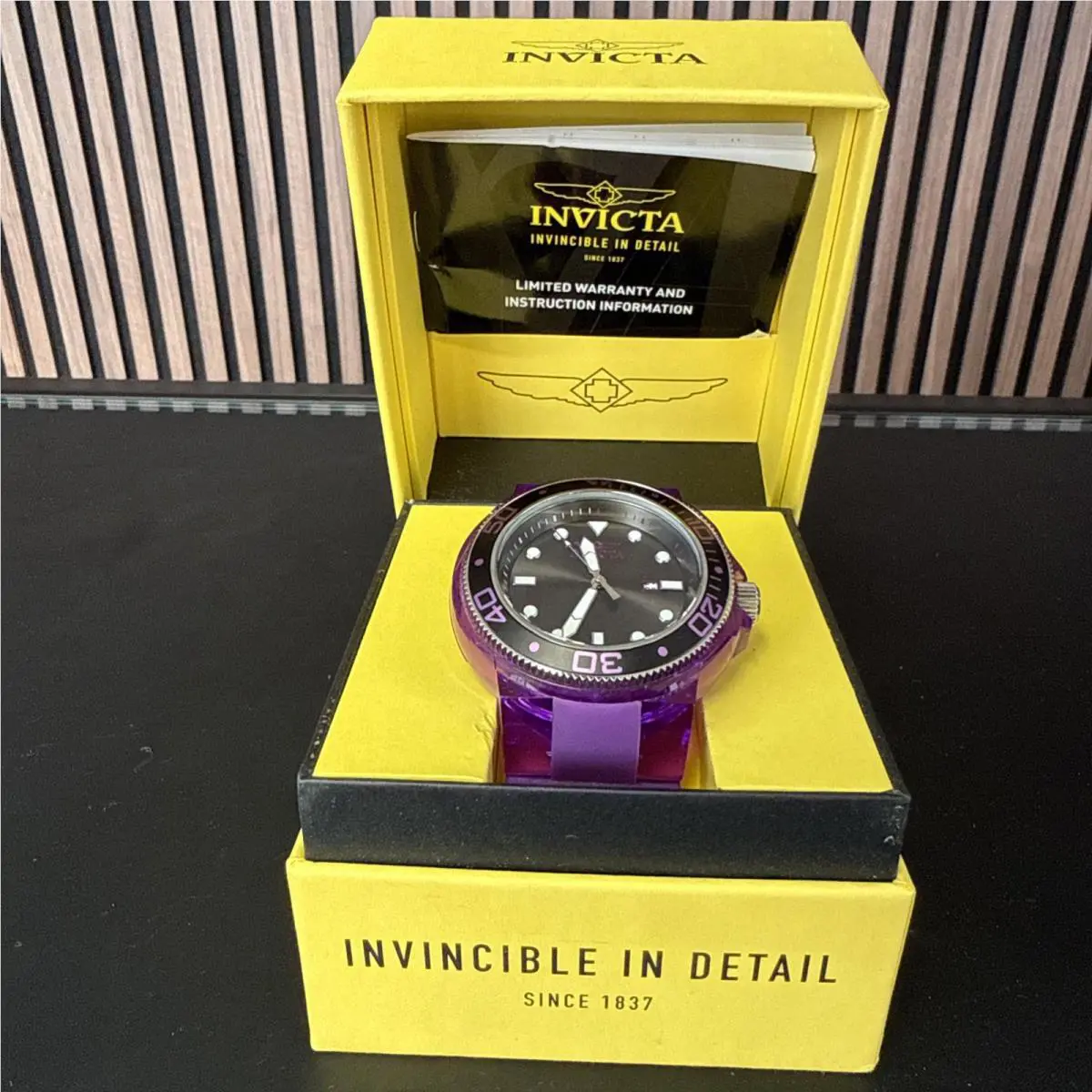 Invicta Men`s 52mm Grand Pro Diver Anatomic Purple Clear Case Strap SS Watch