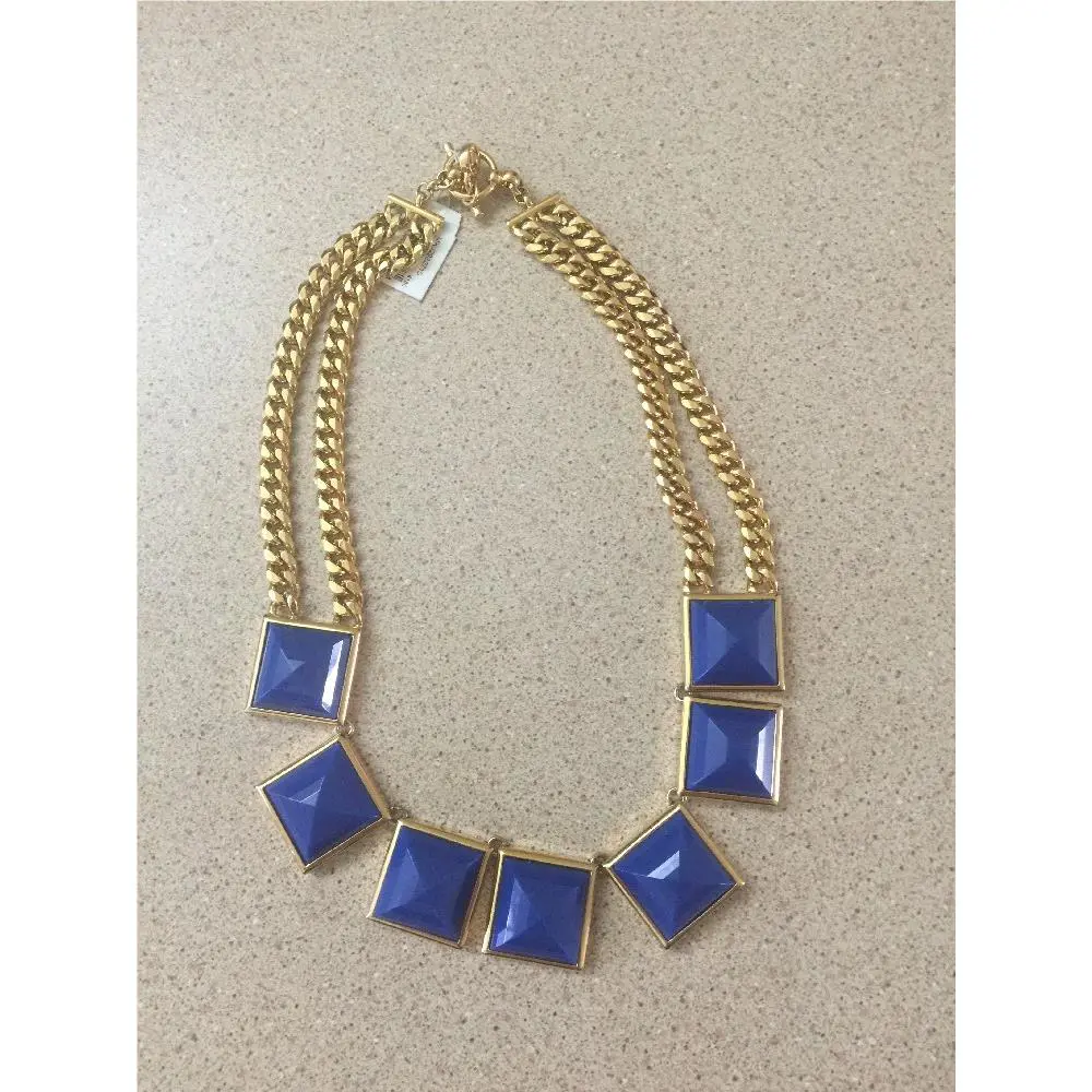 Michael Kors MKJ2982 Gold Blue Pyramid Double Chain Necklace MKJ2982710