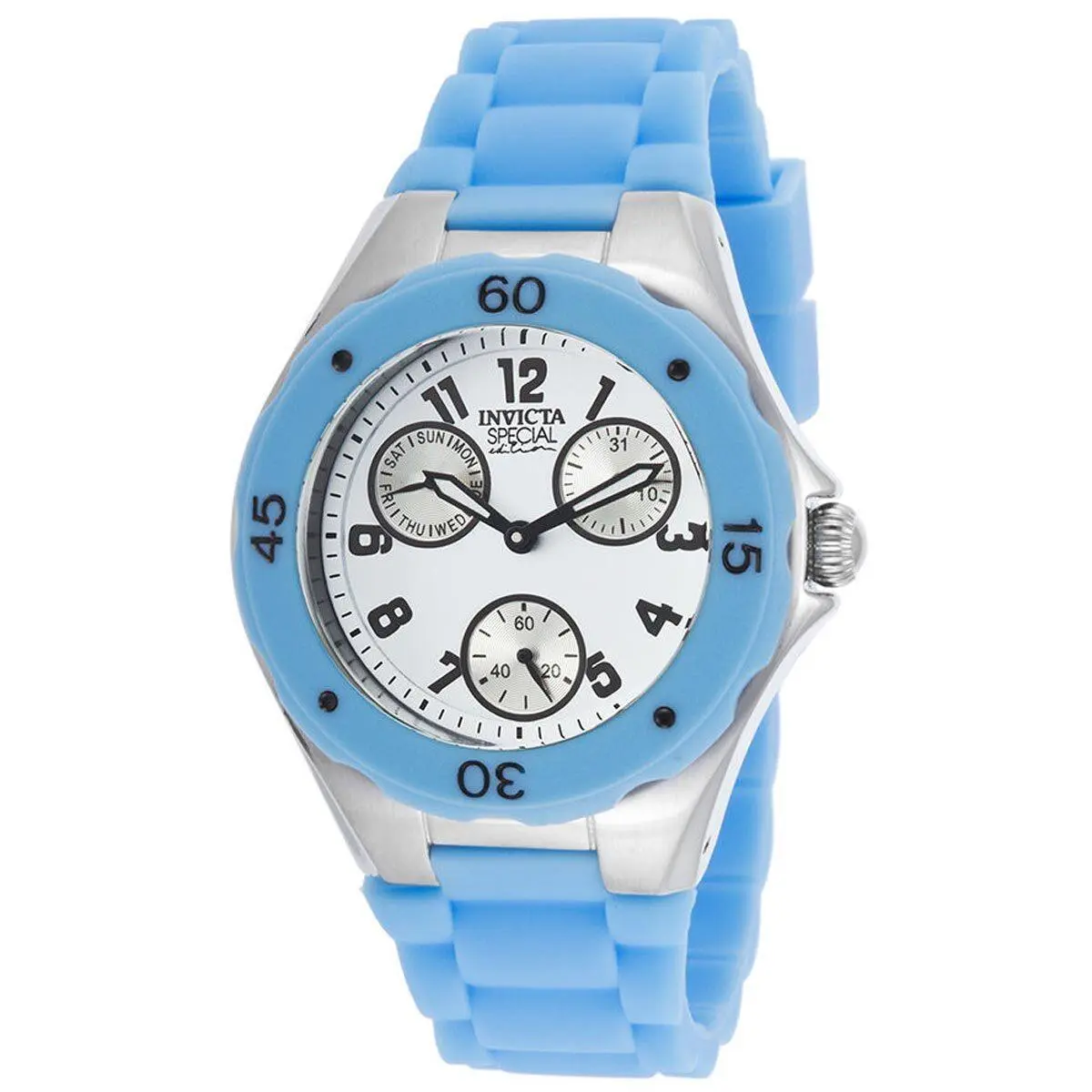 Invicta 18795 Lady`s Angel Blue Silicone Strap White Dial Watch