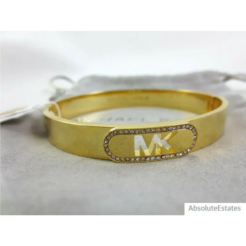 Michael Kors Oval Logo Gold Crystal Bangle Bracelet MKJ8029710