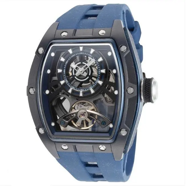 Invicta Men`s 44mm S1 Rally Automatic Skeleton Dial Light Blue/black Tone Watch - Dial: Light Blue, Band: Light Blue, Bezel: Light Blue