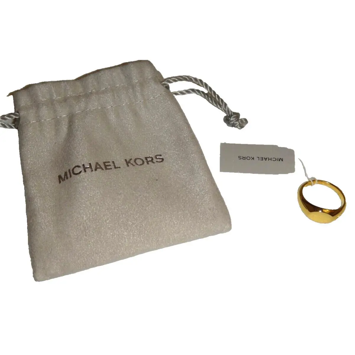Michael Kors Custom MK Yellow Gold 925 Sterling Silver Ring MKC1205AA7107 Size 7