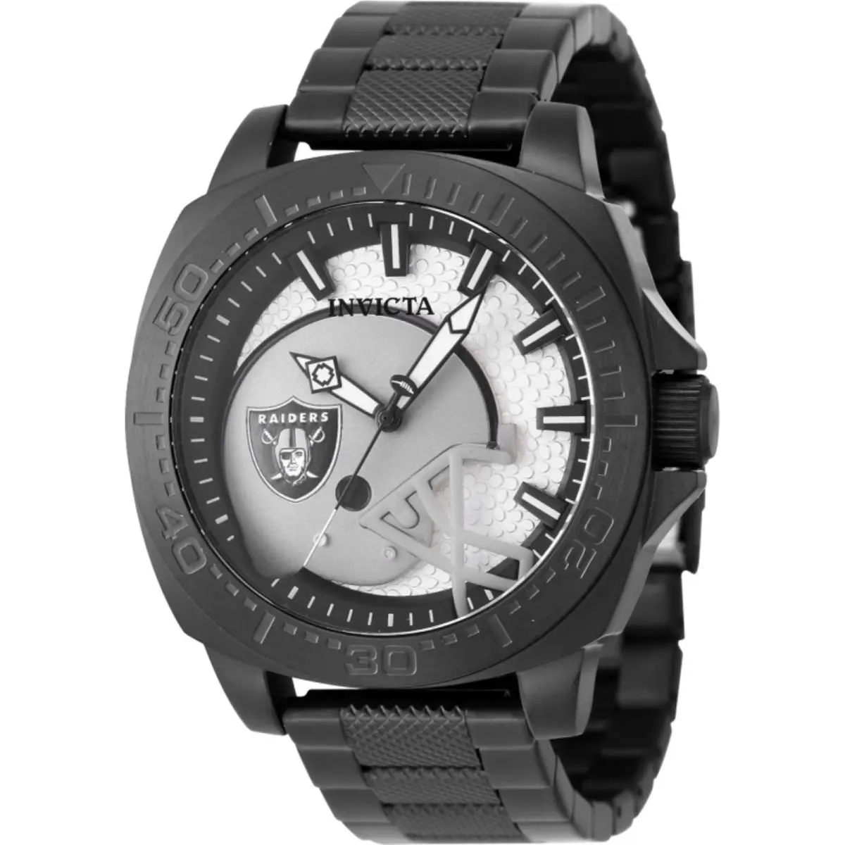 Invicta Men`s Watch Nfl Las Vegas Raiders Grey and Black Dial Bracelet 47869 - Dial: Grey, Black, Band: Black