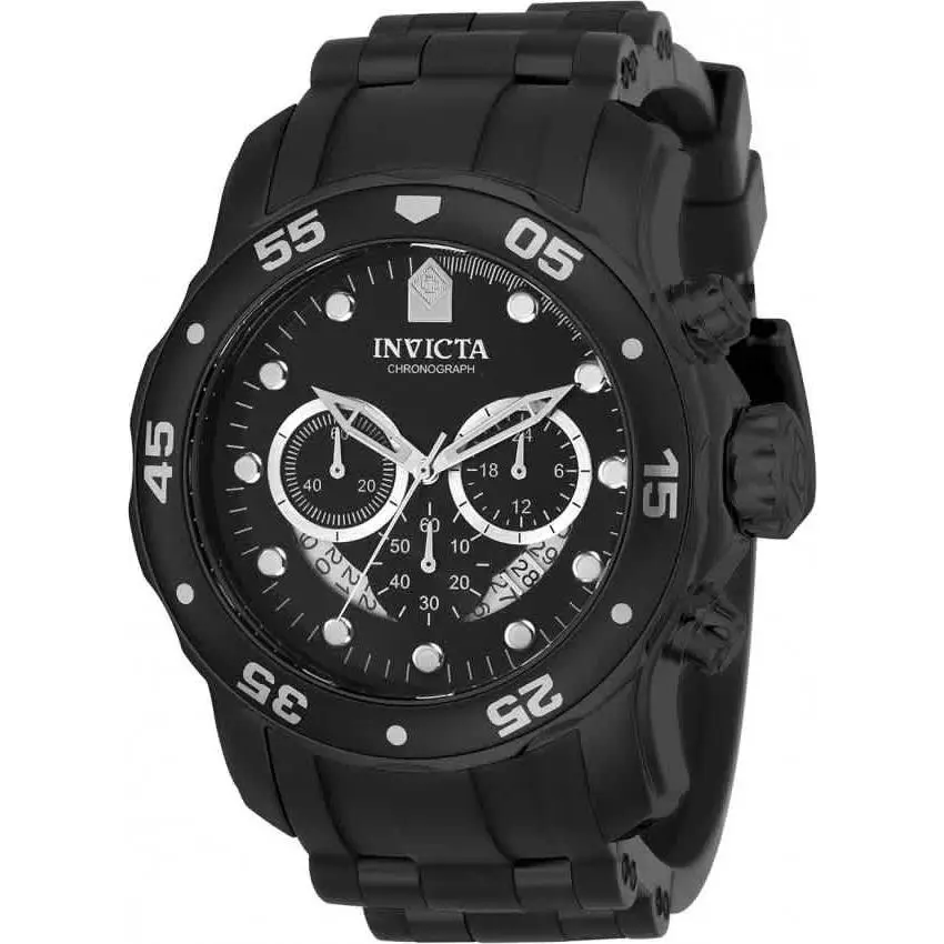 Pro Diver Chronograph Black Dial Black Polyurethane Men`s Watch 21930 by Invicta
