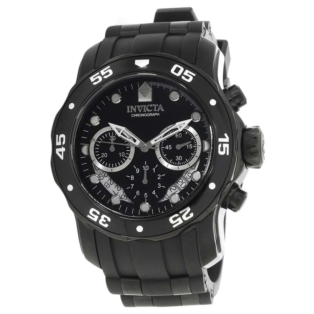 Invicta Men`s Watch Pro Diver Scuba Quartz Chronograph Black Dial and Band 21930