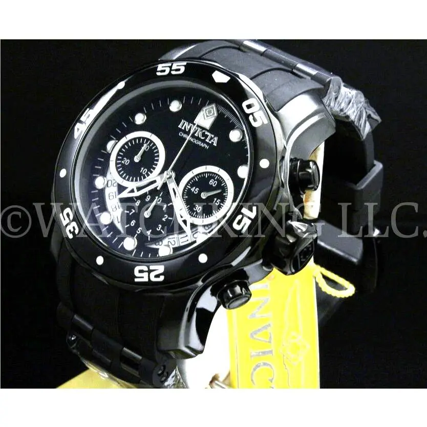 Invicta Men Scuba Pro Diver Combat Chrono Gunmetal Black Dial S.s Poly Watch - Dial: Black, Band: Black