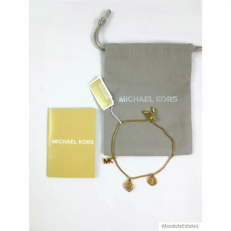 Michael Kors Gold Tone Crystal Heart Charm Bracelet MKJ7891710
