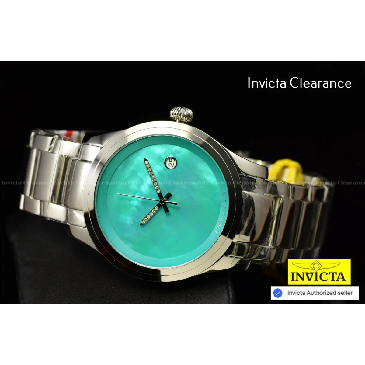Invicta Pro Diver Automatic Blue Mop Dial Diamond Steel Men`s Watch Date