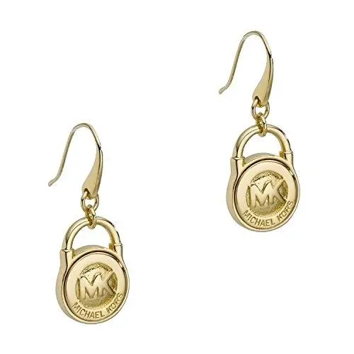 Michael Kors Gold Tone MK Pad Lock Drop Earrings MKJ1038