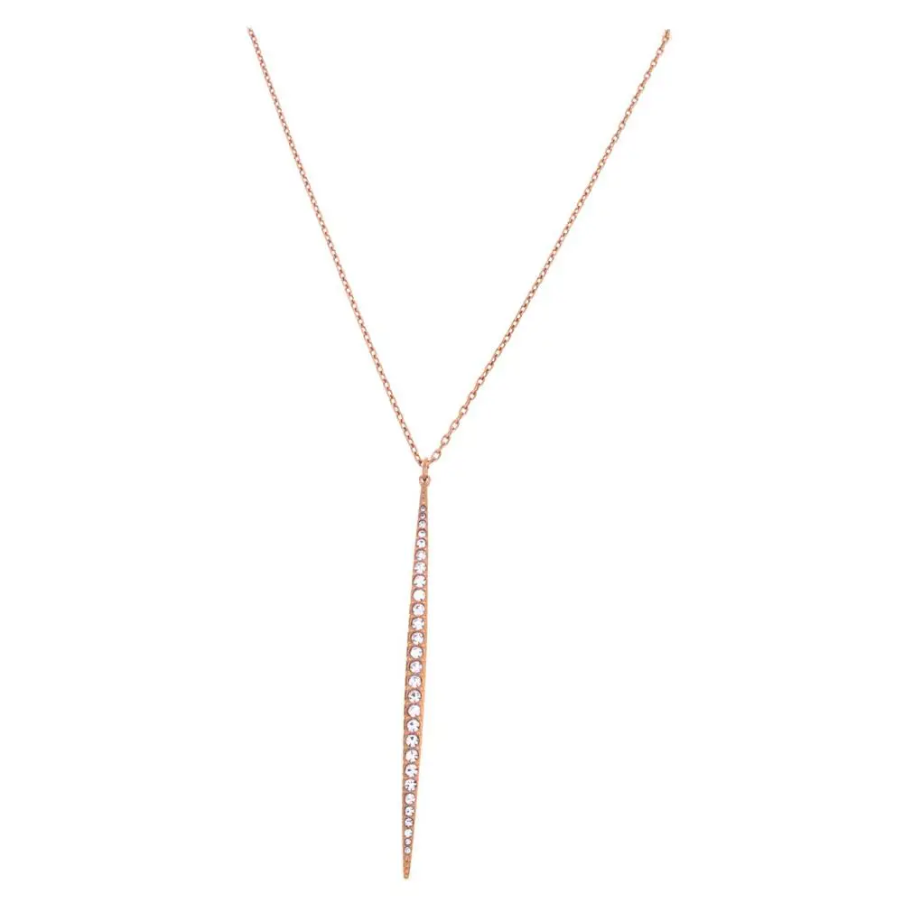 Michael Kors Crystal Pave Matchstick Rose Gold Tone Charm Necklace MKJ3520