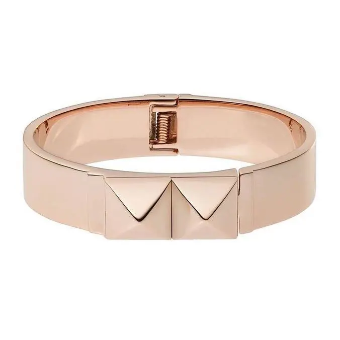 Michael Kors Pyramid Bangle Bracelet Rose Gold Tone Steel MKJ2910