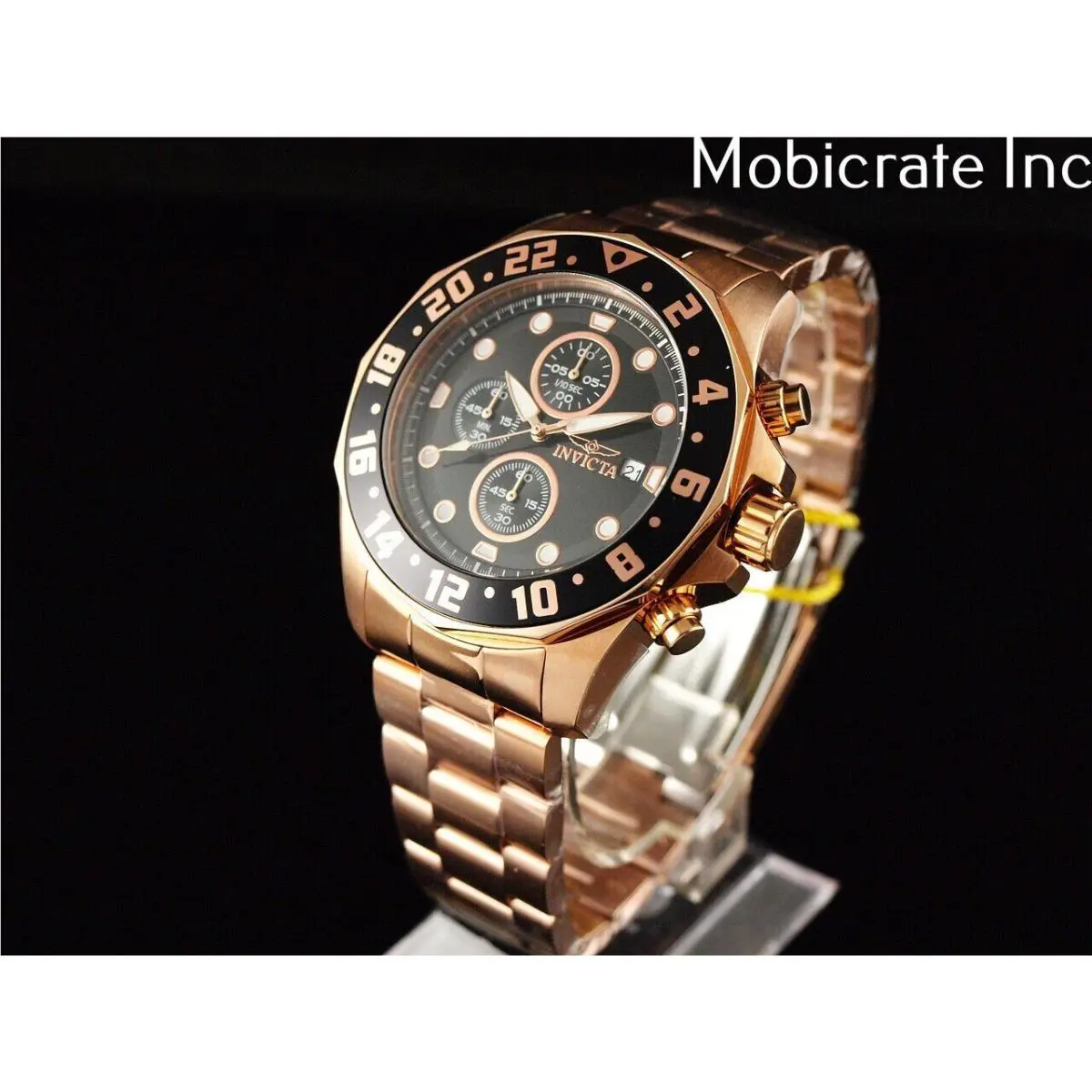 Invicta Men`s 48mm Specialty VD57 Quartz Chrono Rose Tone Black Dial SS Watch