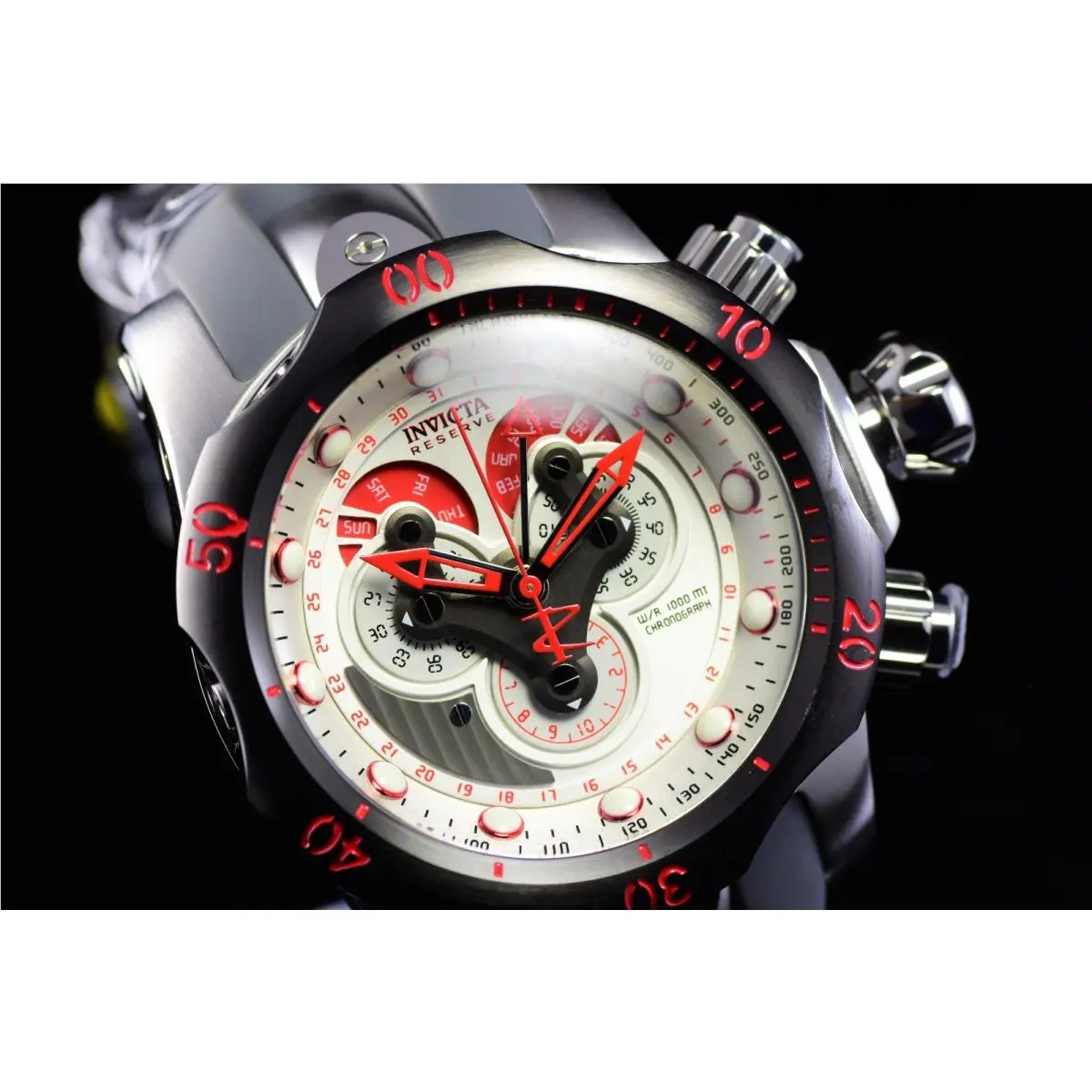 Invicta Men Reserve Venom 54mm Swiss Chronograph Gray Steel Strap 1000m Watch
