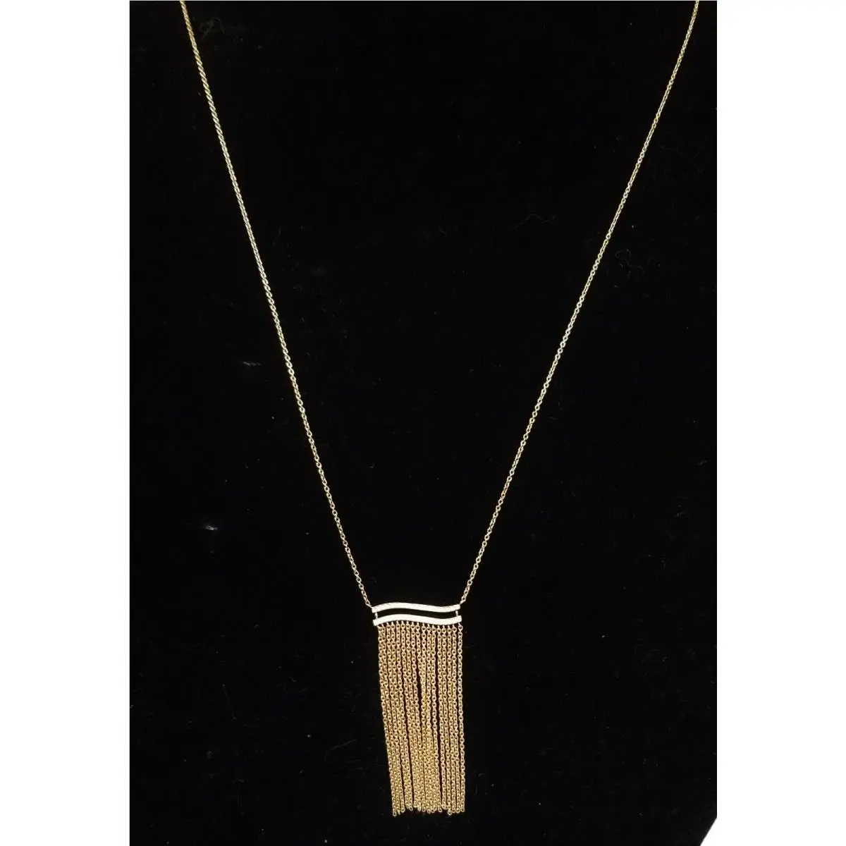 Michael Kors Wonderlust Rose Gold Pave Crystals Fringe Chain Necklace MKJ6636