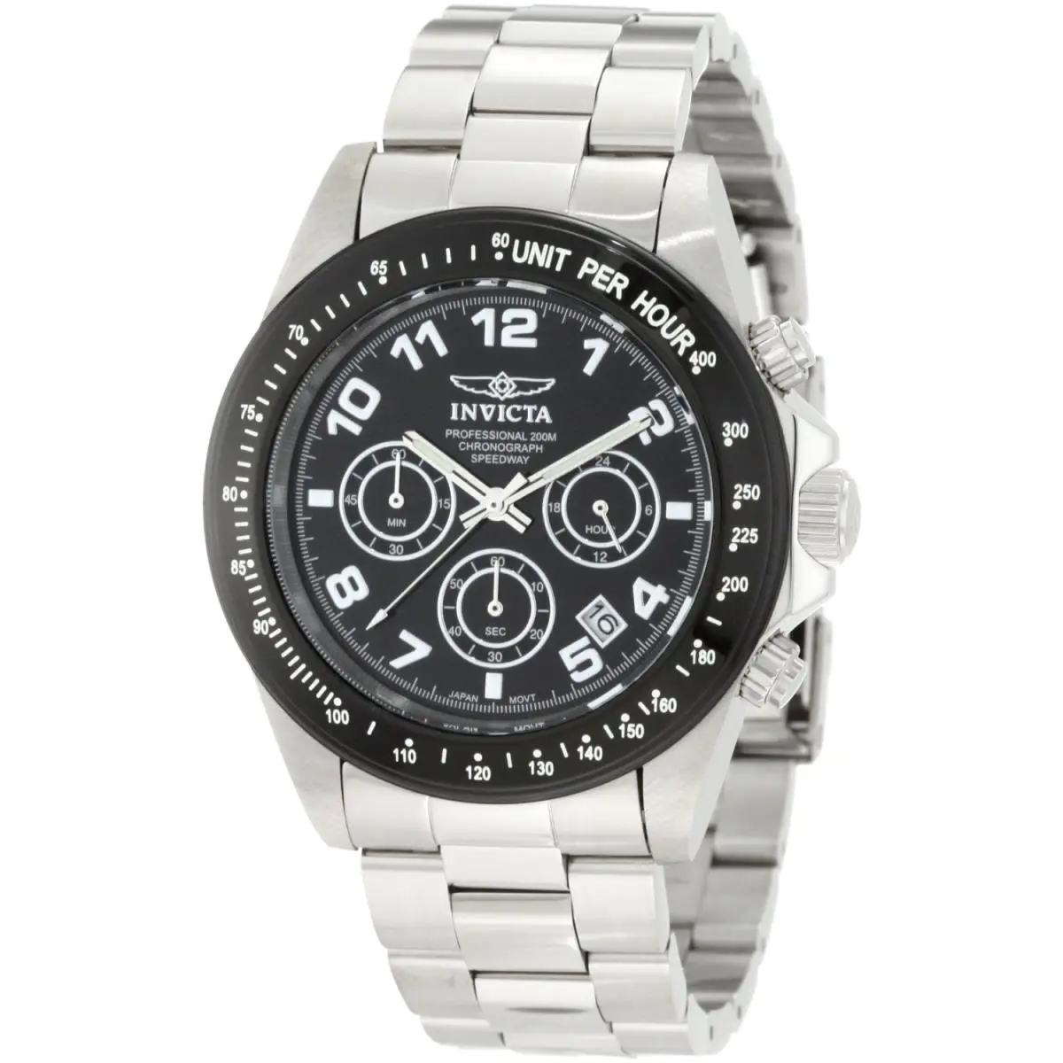 Men`s 10701 Speedway Chronograph Black Dial Stainless Steel Watch by Invicta