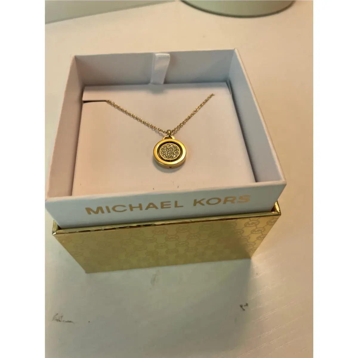Michael Kors Flip Glitz Gold Necklace Crystals Reversible Mkj5656710