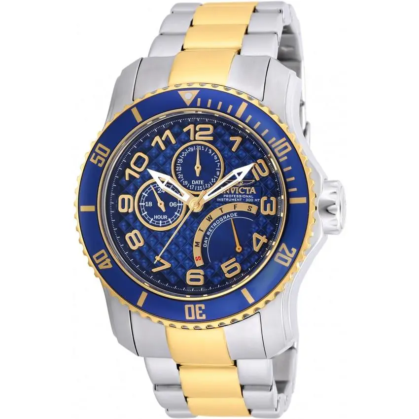 Invicta Men`s 48mm Retrograde Pro Diver Scuba JR00 Blue Dial Gold 2Tone SS Watch