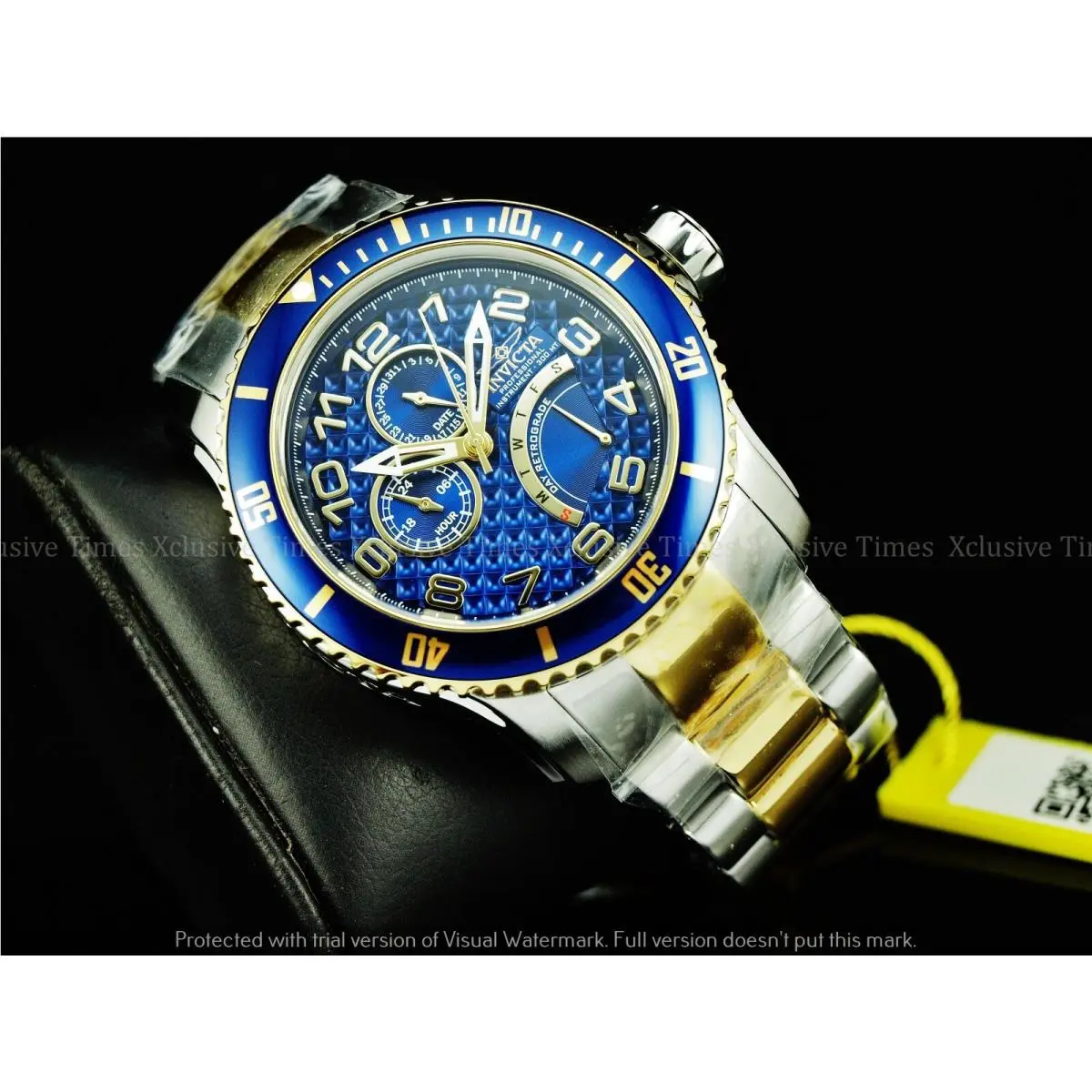 Invicta Men`s 48mm Retrograde Pro Diver Scuba JR00 Blue Dial Gold 2Tone SS Watch