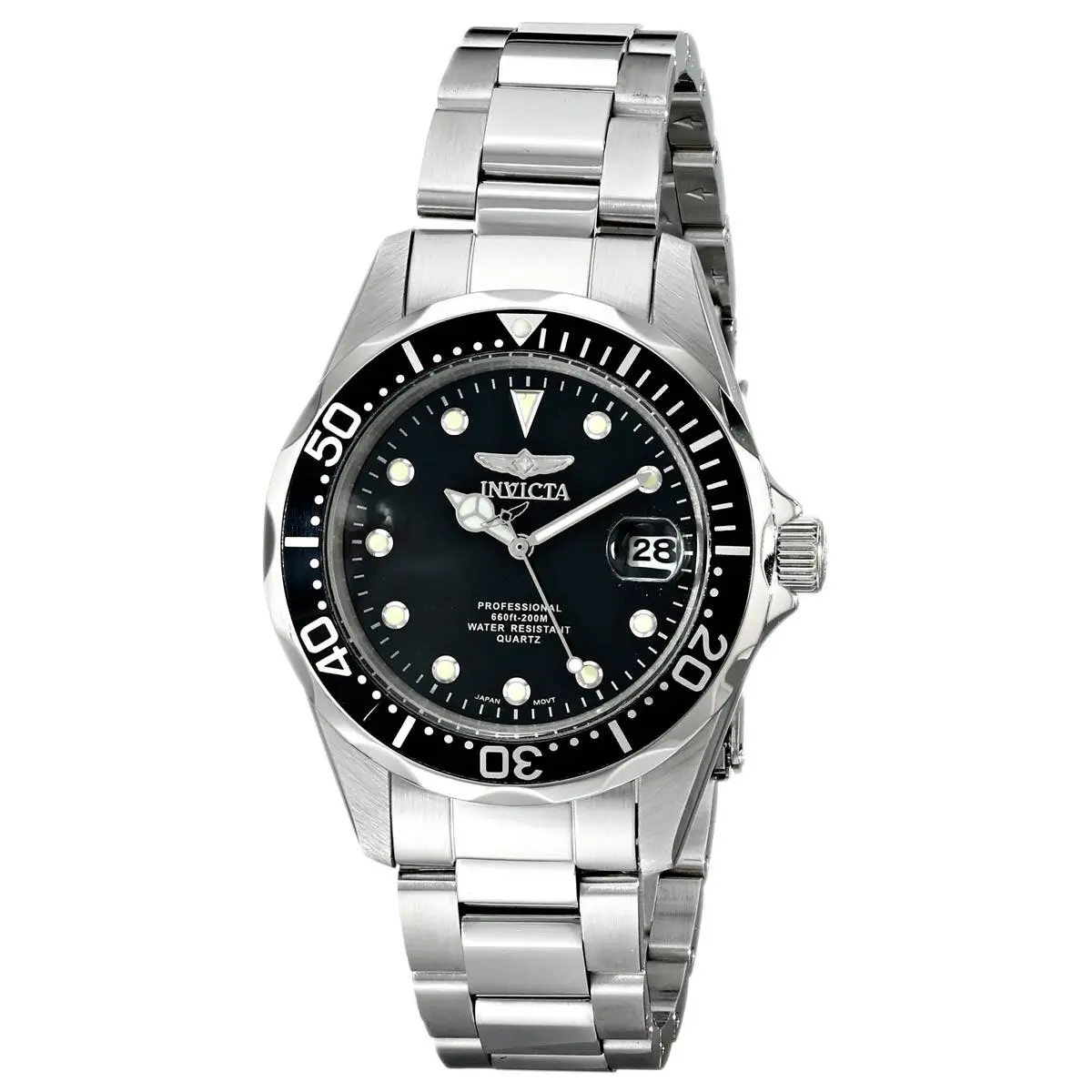 17046 Gent`s Black Dial Steel Bracelet Quartz Dive Watch by Invicta