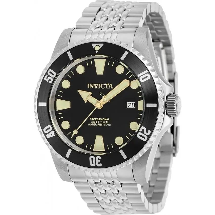 Invicta Pro Diver Black Dial Silver Tone Automatic/mechanical Men`s Watch-39755