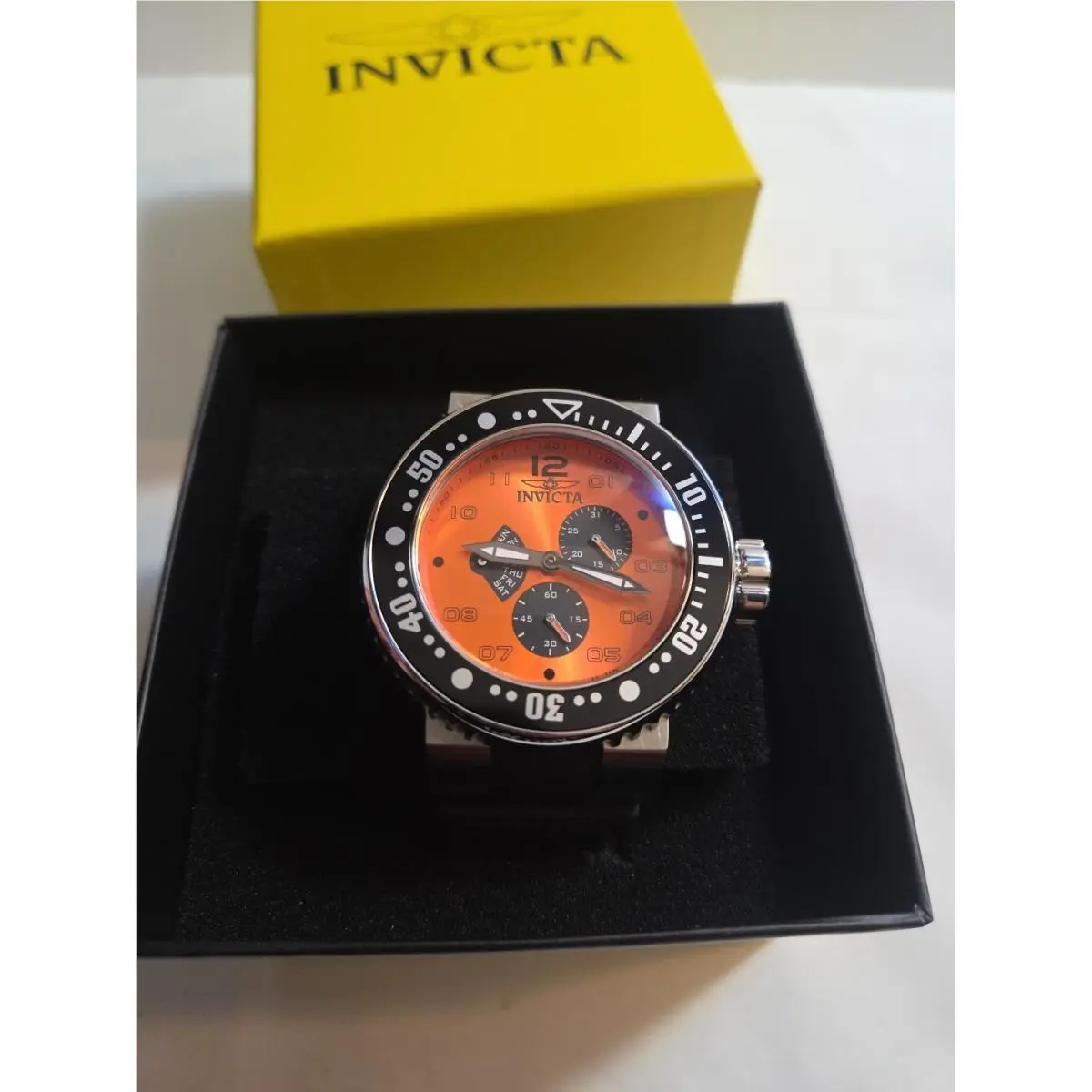 Invicta Men`s Grand Pro Diver Ocean Voyage Orange Dial Chrono Strap Watch