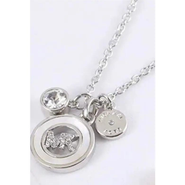 Michael Kors Silver Inlaid Shell Mother Shell Mk Logo Necklace MKJ7768040