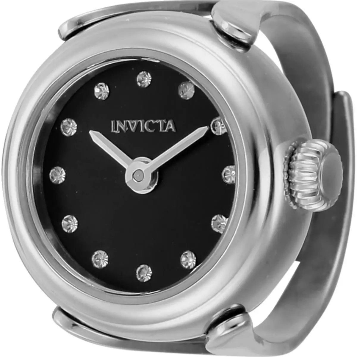 Invicta Women`s Watch Ring Mini Angel Black Dial Stainless Steel Case 44481
