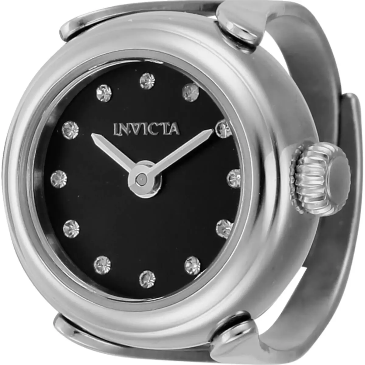 Invicta Women`s Watch Ring Mini Angel Black Dial Stainless Steel Case 44481