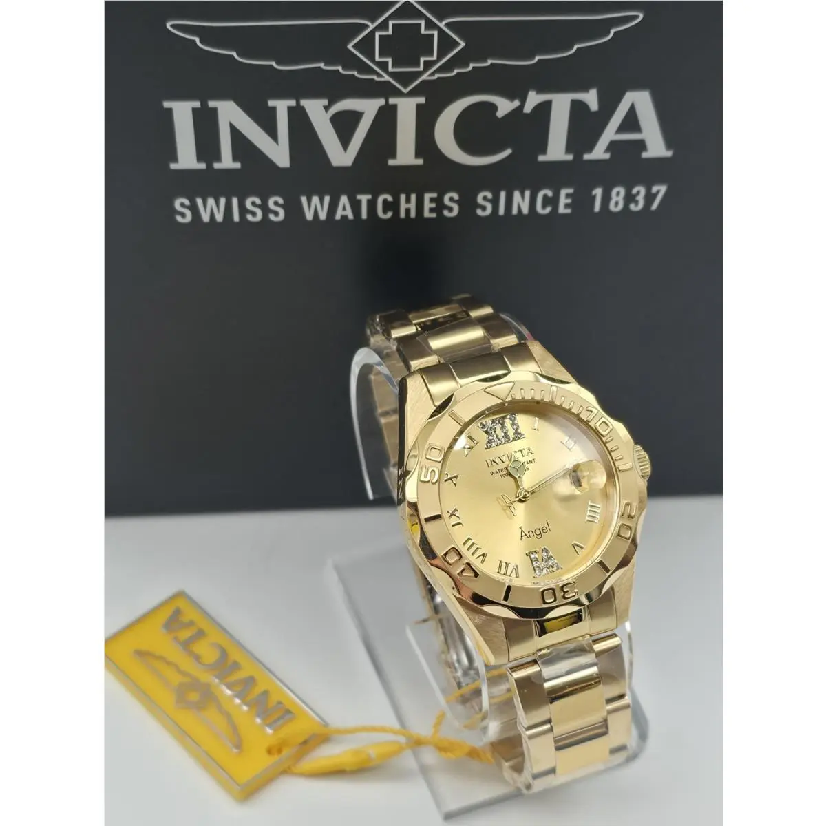 Invicta Women Angel 18K Gold Plated Dial Bracelet 38mm SS Stylish Watch