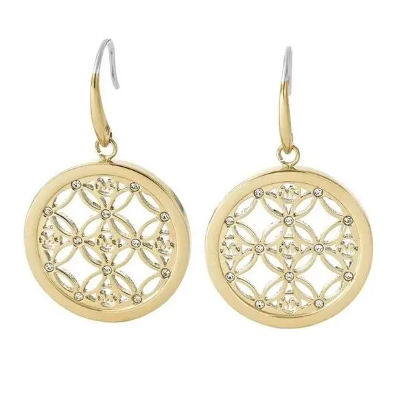 Michael Kors Women`s MK Monogram Yellow Gold Drop Earrings Crystals MKJ4278710