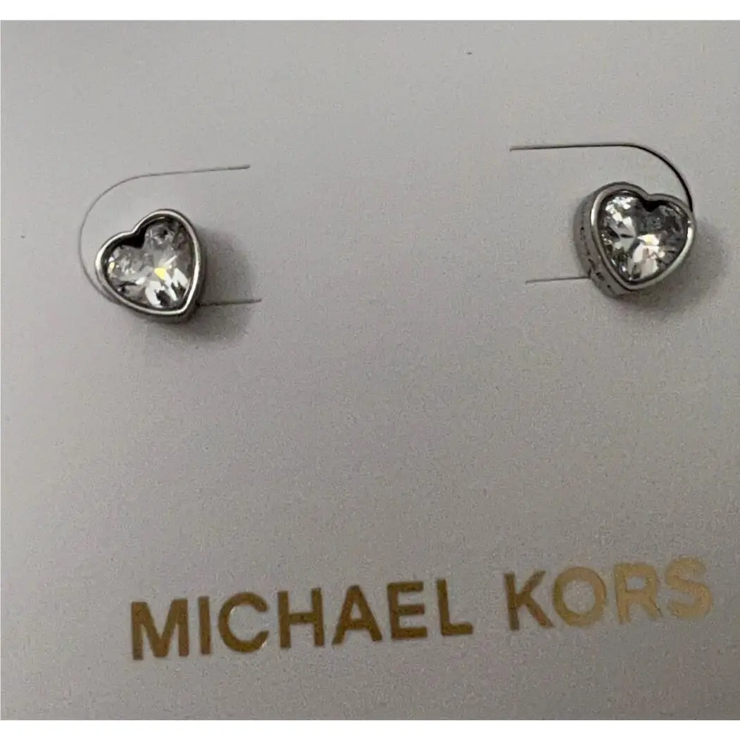 Women`s Heart Shaped Stud Earrings Crystal Accents MKJX7793040 by Michael Kors