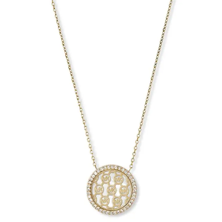 Michael Kors Women`s MK Monogram Rose Gold Necklace Crystals MKJ5372791 + MK Box