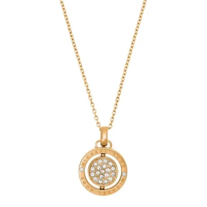 Michael Kors Women Flip Glitz Gold Necklace Crystals Reversible MKJ5656710 + Box