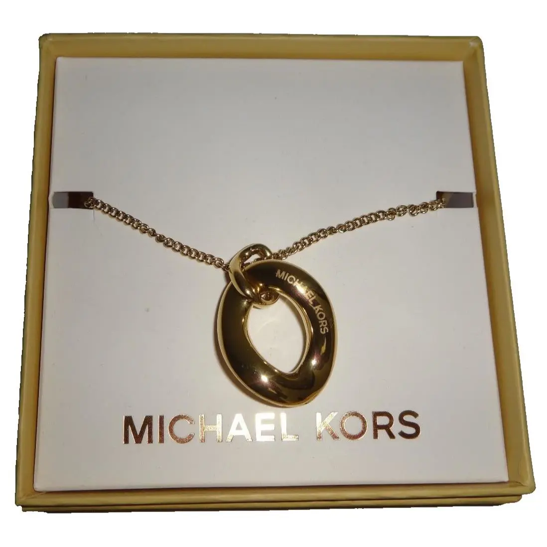 Michael Kors Women`s Gold Tone Adjustable Necklace Pendant MKJ5773710 + MK Box