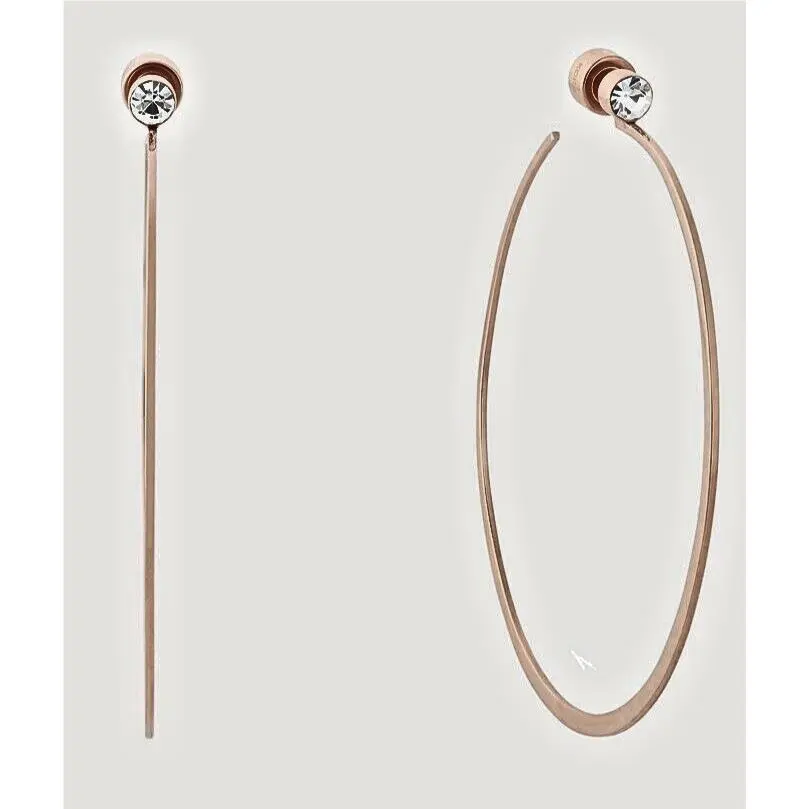 MK Modern Brilliance Hoop Earrings Rose Gold Crystals MKJ6001791 by Michael Kors
