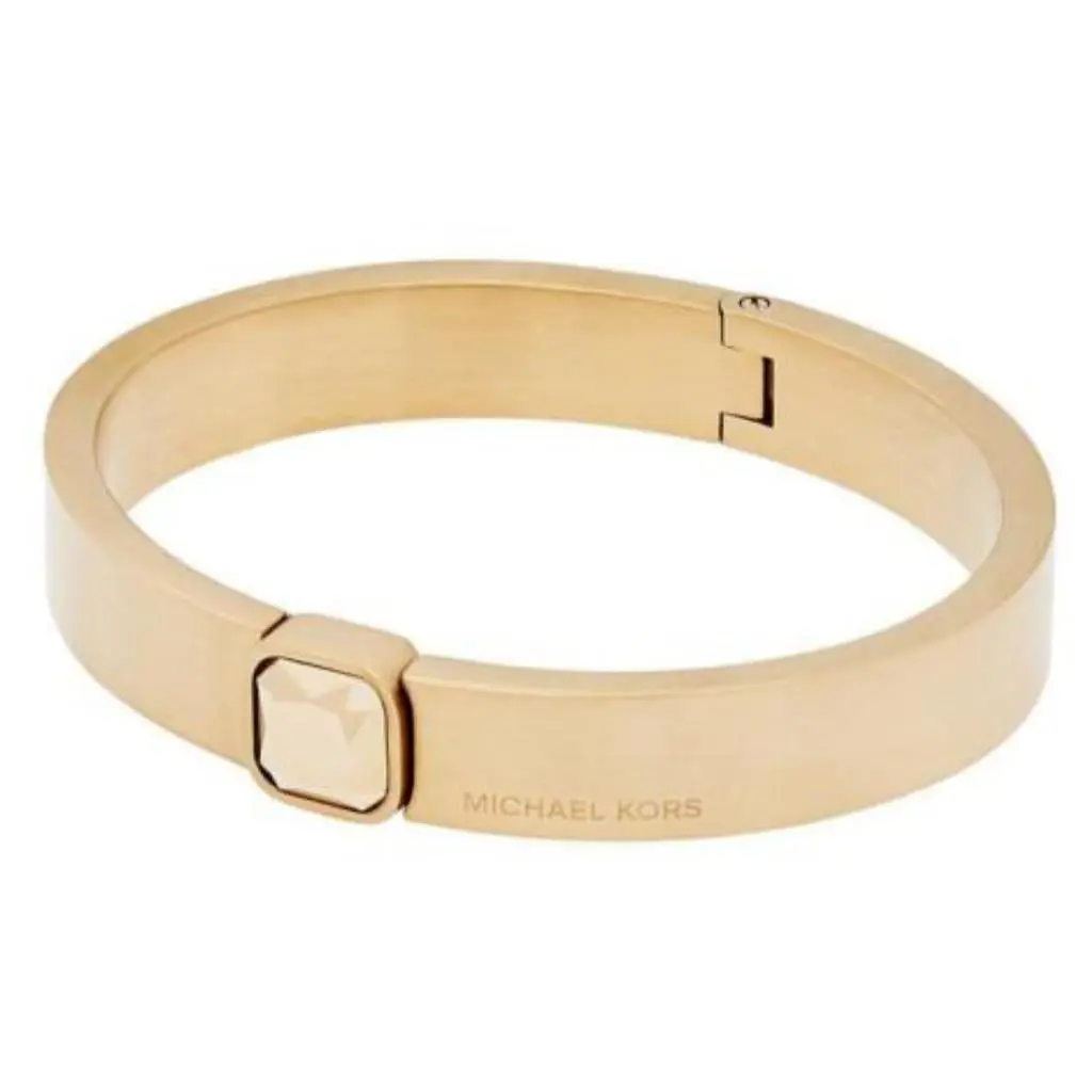 Michael Kors Urban Rush Gold Bangle Wide Bracelet Square Crystal MKJ5801710 +box