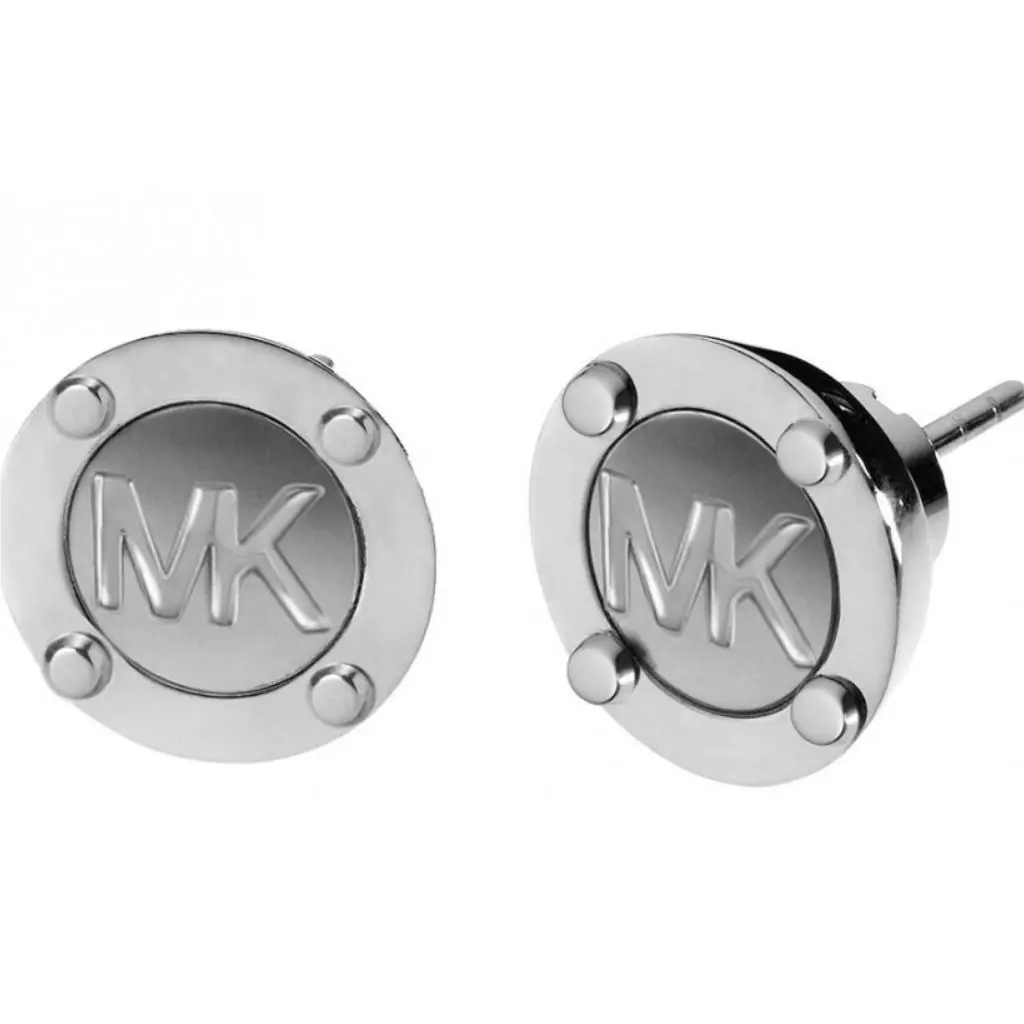 Michael Kors MK Logo Silver Stainless Steel Stud Earrings MKJ1667040 + Gift Box