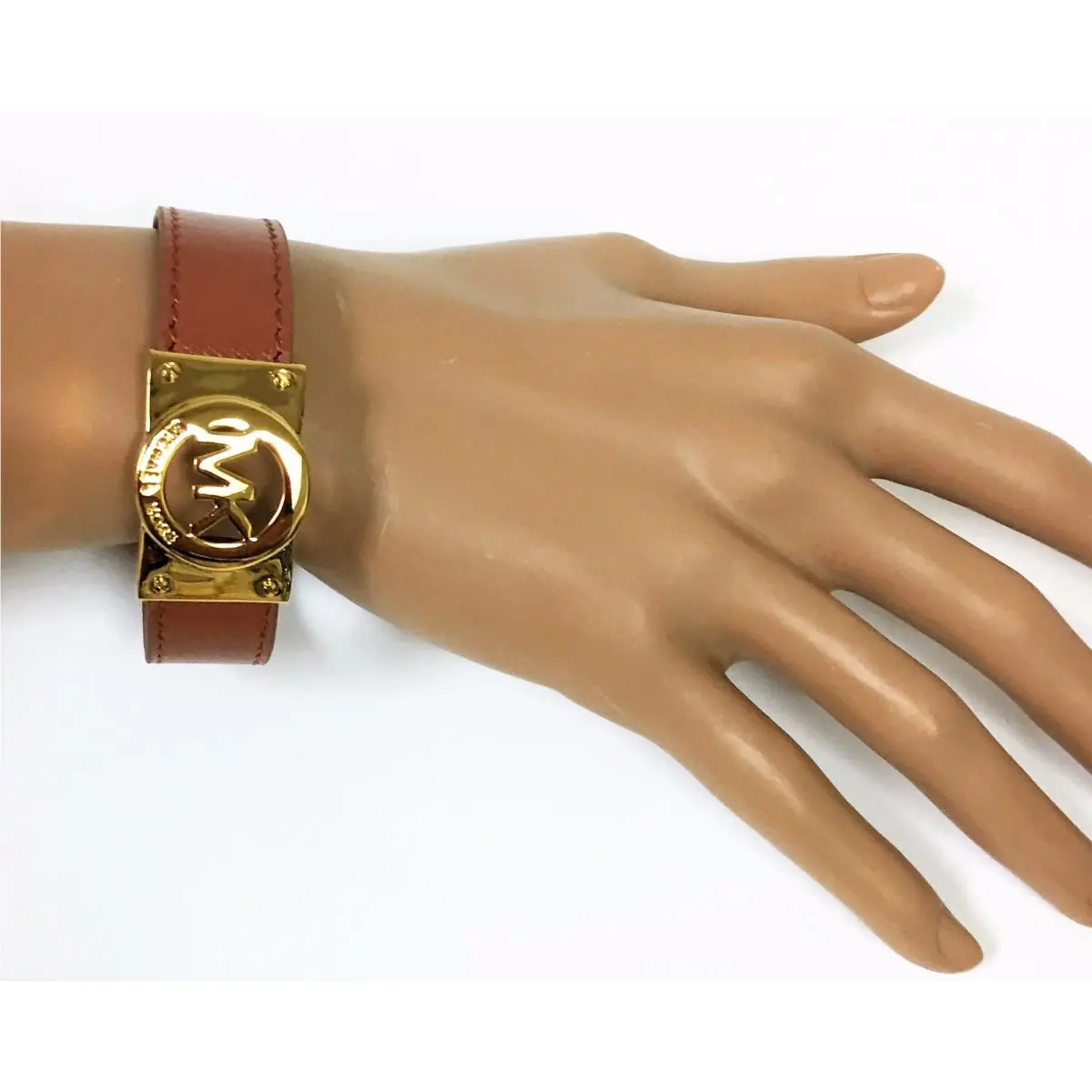 Michael Kors Fulton Brown Leather Wrap Bracelet with Gold MK Logo MKJ3863
