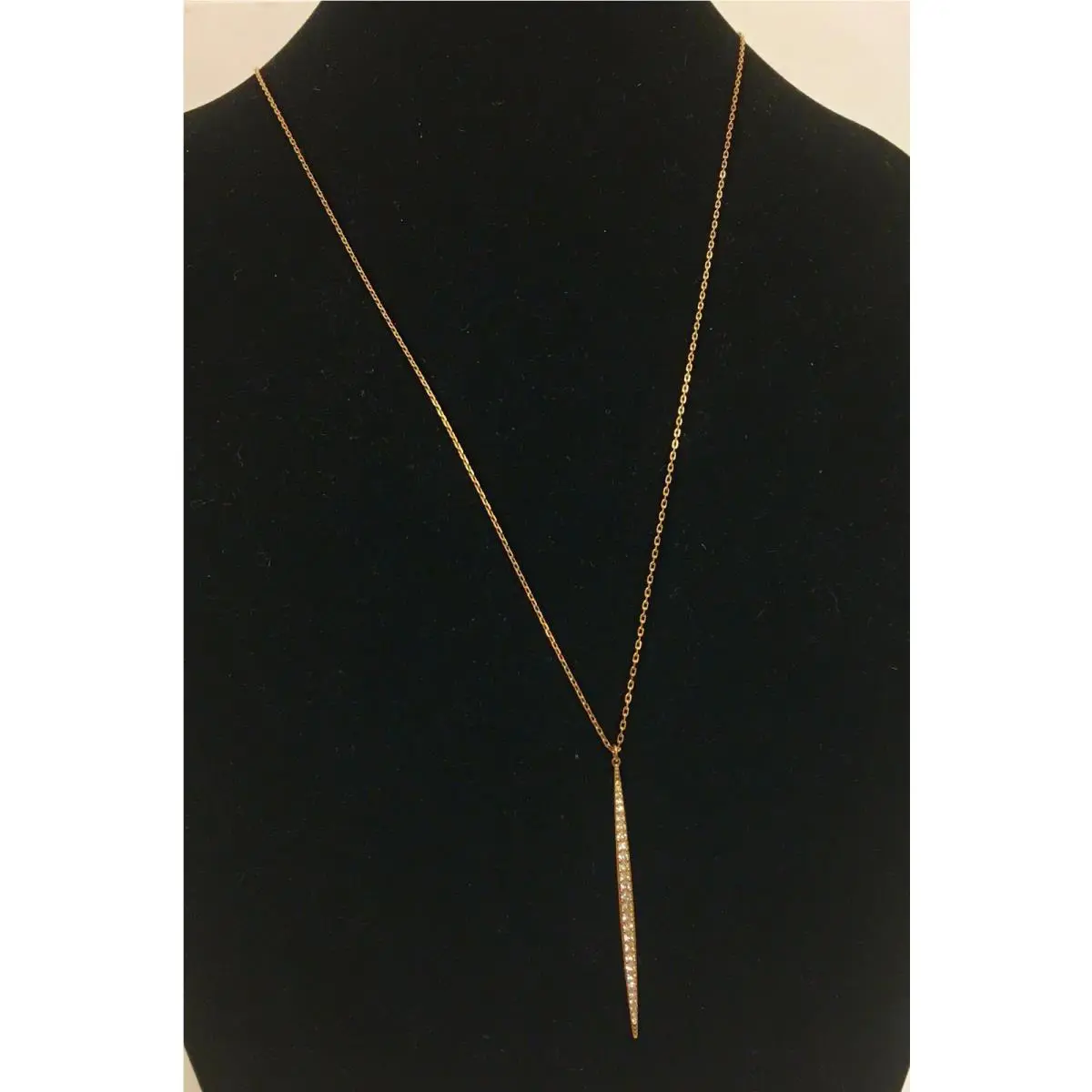 Michael Kors Rose Gold Tone Chain Crystal Matchstick Charm Necklace MKJ3520
